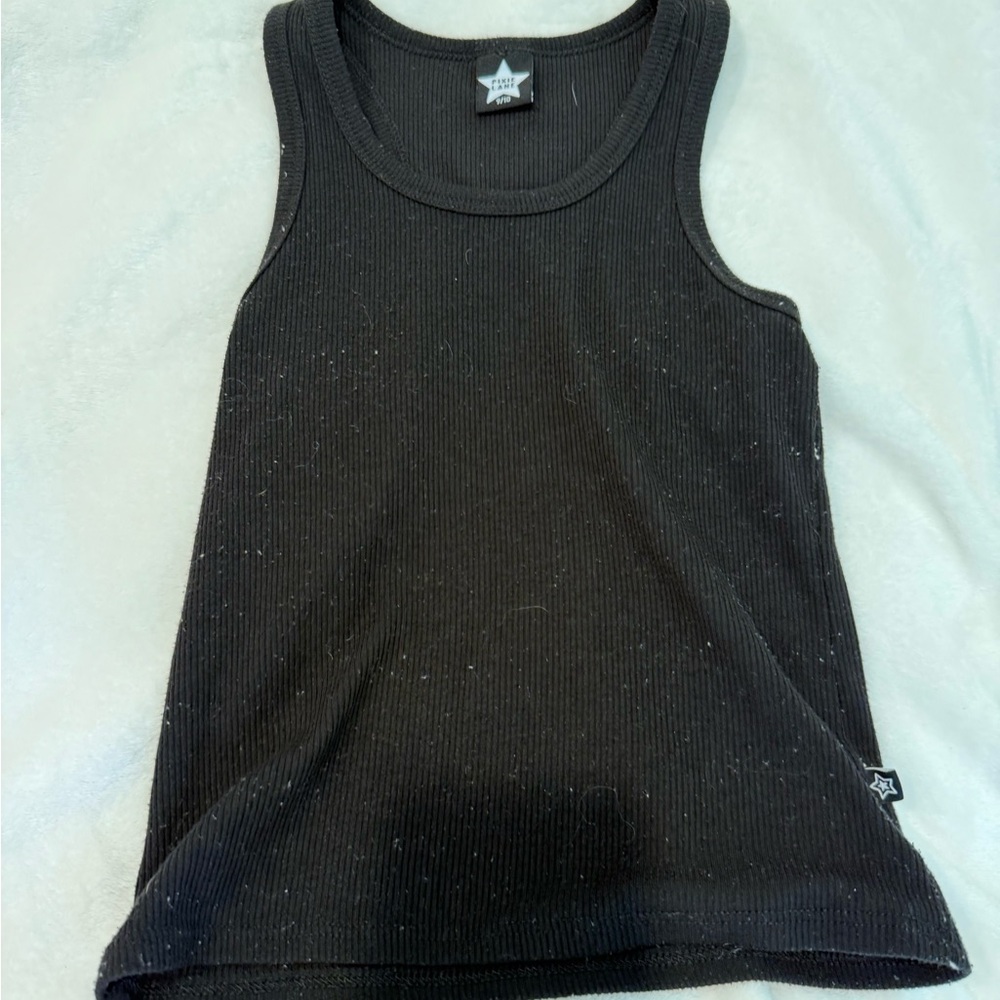 Zara Kids Black Ribbed Tank Top